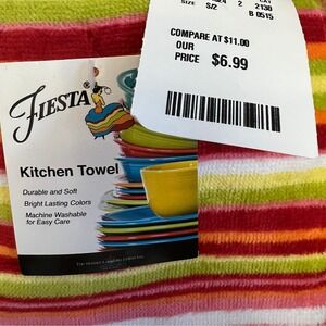 Fiesta Kitchen Towel Unisex OS Multicolor Brand New Striped